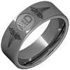 Tungsten MD Ring with Laser Engraved Caduceus 8mm