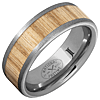 Tungsten Ring with Vintage Baseball Bat White Ash Wood Inlay and Stone Finish