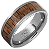 Tungsten Ring with Vintage Baseball Bat Hickory Wood Inlay and Stone Finish