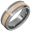 Tungsten Ring with Vintage Baseball Bat Maple Wood Inlay and Beveled Edges