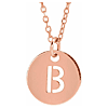 14k Rose Gold Cut-out Initial B Disc Necklace