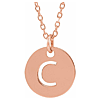 14k Rose Gold Cut-out Initial C Disc Necklace