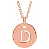 14k Rose Gold Cut-out Initial D Disc Necklace