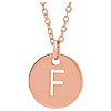 14k Rose Gold Cut-out Initial F Disc Necklace