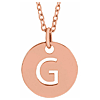 14k Rose Gold Cut-out Initial G Disc Necklace