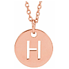 14k Rose Gold Cut-out Initial H Disc Necklace