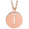 14k Rose Gold Cut-out Initial I Disc Necklace