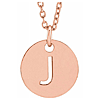 14k Rose Gold Cut-out Initial J Disc Necklace