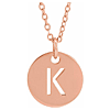 14k Rose Gold Cut-out Initial K Disc Necklace