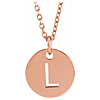 14k Rose Gold Cut-out Initial L Disc Necklace