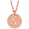 14k Rose Gold Cut-out Initial S Disc Necklace