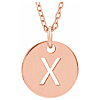 14k Rose Gold Cut-out Initial X Disc Necklace