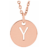 14k Rose Gold Cut-out Initial Y Disc Necklace