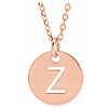 14k Rose Gold Cut-out Initial Z Disc Necklace