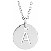 14k White Gold Cut-out Initial A Disc Necklace