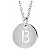 14k White Gold Cut-out Initial B Disc Necklace