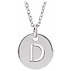 14k White Gold Cut-out Initial D Disc Necklace