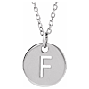 14k White Gold Cut-out Initial F Disc Necklace