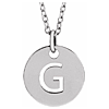 14k White Gold Cut-out Initial G Disc Necklace