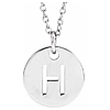 14k White Gold Cut-out Initial H Disc Necklace