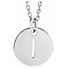 14k White Gold Cut-out Initial I Disc Necklace