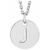 14k White Gold Cut-out Initial J Disc Necklace