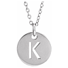14k White Gold Cut-out Initial K Disc Necklace
