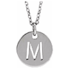 14k White Gold Cut-out Initial M Disc Necklace