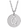 14k White Gold Cut-out Initial Q Disc Necklace