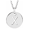 14k White Gold Cut-out Initial X Disc Necklace