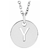14k White Gold Cut-out Initial Y Disc Necklace