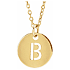 14k Yellow Gold Cut-out Initial B Disc Necklace