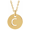 14k Yellow Gold Cut-out Initial C Disc Necklace