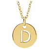 14k Yellow Gold Cut-out Initial D Disc Necklace