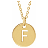 14k Yellow Gold Cut-out Initial F Disc Necklace