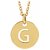 14k Yellow Gold Cut-out Initial G Disc Necklace