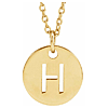 14k Yellow Gold Cut-out Initial H Disc Necklace