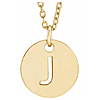 14k Yellow Gold Cut-out Initial J Disc Necklace