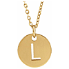 14k Yellow Gold Cut-out Initial L Disc Necklace