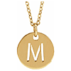14k Yellow Gold Cut-out Initial M Disc Necklace