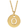 14k Yellow Gold Cut-out Initial O Disc Necklace