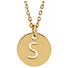 14k Yellow Gold Cut-out Initial S Disc Necklace