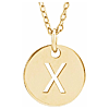 14k Yellow Gold Cut-out Initial X Disc Necklace