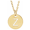 14k Yellow Gold Cut-out Initial Z Disc Necklace