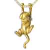 14k Yellow Gold Dangling Kitten Pendant with Diamond Eyes by Jack Slack
