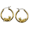 14k Yellow Gold Cat Lounge Hoop Earrings
