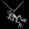14k White Gold Frog Pendant with Emerald Eyes