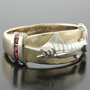 14kt Two-tone Gold Marlin Ruby Platform Ring