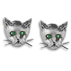 Kitten Face Stud Earrings Sterling Silver
