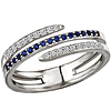 14k White Gold Blue Sapphire and Diamond Swirl Wrap Ring